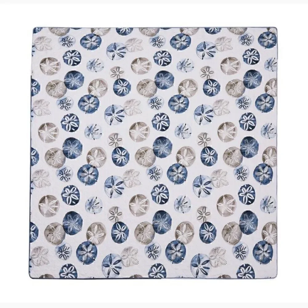 NEW! Beach Theme Sand Dollar Boho Printed KING Quilt Set with Matching Tote Bag